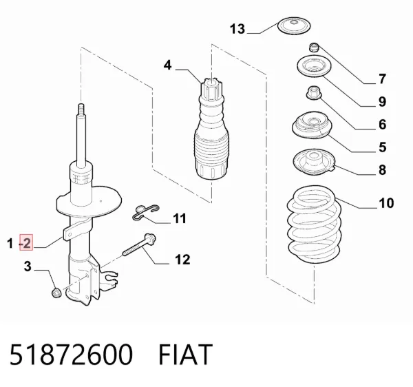 Amortiguador delantero derecho 51872600 Fiat/Alfa/Lancia