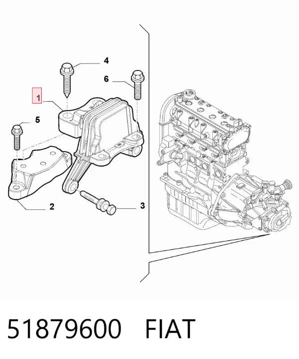 Soporte izquierdo del motor 51879600 Fiat/Alfa/Lancia