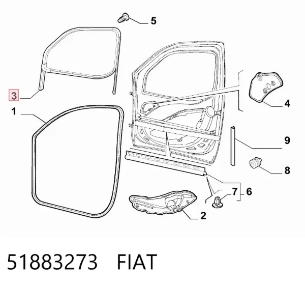 Junta de puerta delantera izquierda 51883273 Fiat/Alfa/Lancia