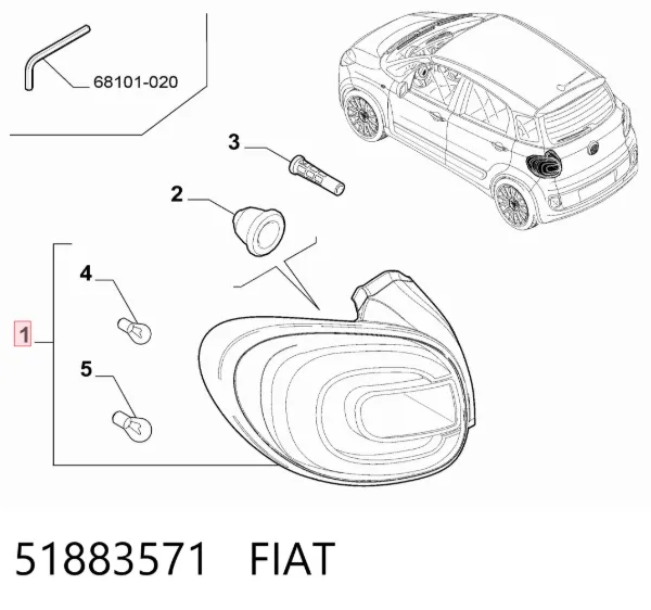 Luz antiniebla trasera derecha 51883571 Fiat/Alfa/Lancia