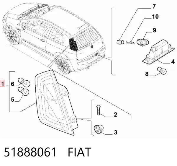 Piloto trasero izquierdo 51888061 Fiat/Alfa/Lancia