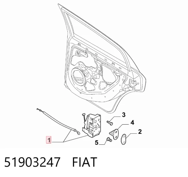 Cerradura de la puerta trasera derecha 51903247 Fiat/Alfa/Lancia