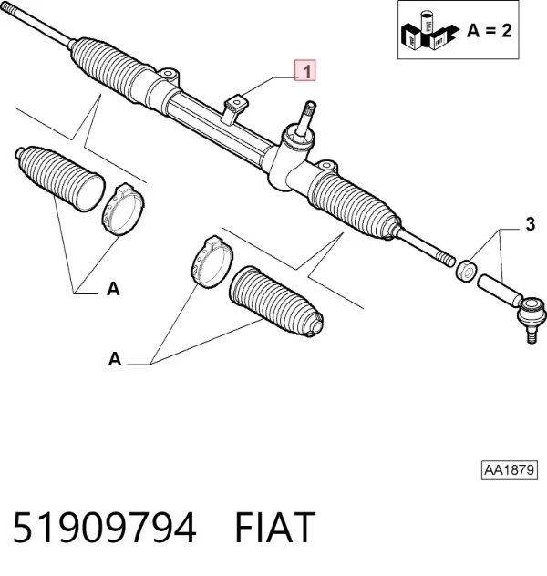Cremallera de dirección 51909794 Fiat/Alfa/Lancia