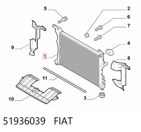 Radiador 51936039 Fiat/Alfa/Lancia