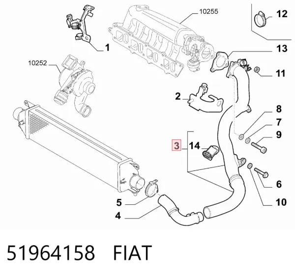 Tubo intercooler 51964158 Fiat/Alfa/Lancia