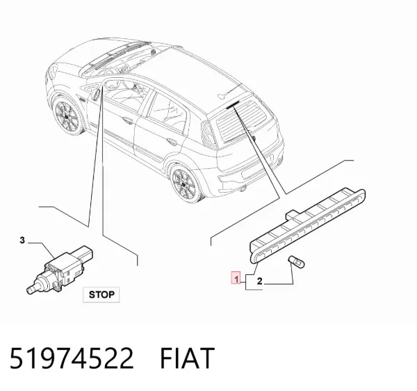 Tercera luz de freno 51974522 Fiat/Alfa/Lancia