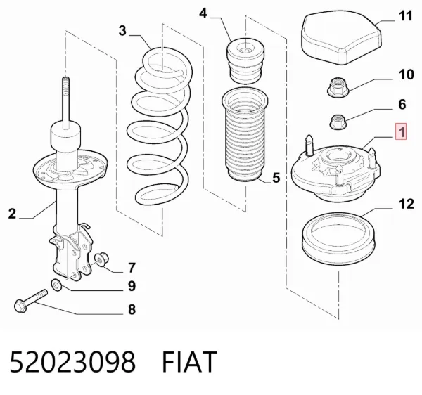 Soporte del amortiguador delantero derecho 52023098 Fiat/Alfa/Lancia