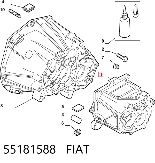 Carcasa de la caja de cambios 55181588 Fiat/Alfa/Lancia