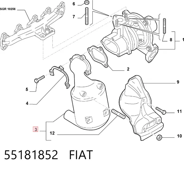 Catalizador 55181852 Fiat/Alfa/Lancia