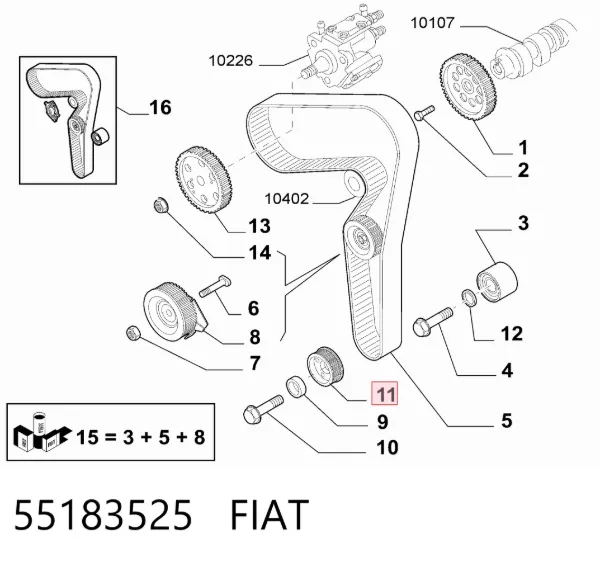 Piñón del cigüeñal 55183525 Fiat/Alfa/Lancia