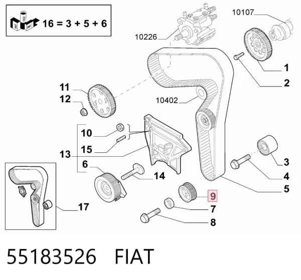 Piñón del cigüeñal 55183526 Fiat/Alfa/Lancia