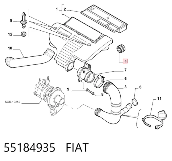 Tope de goma de la tapa de válvulas 55184935 Fiat/Alfa/Lancia