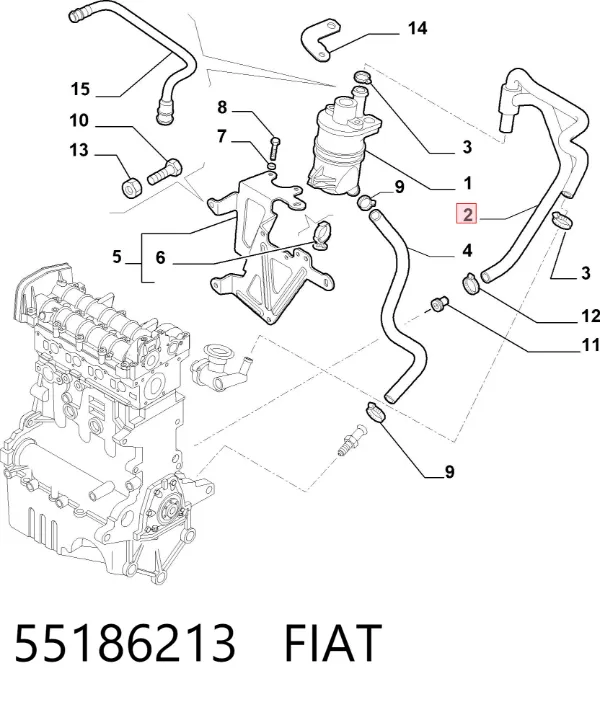 Tubo de ventilación del cárter 55186213 Fiat/Alfa/Lancia