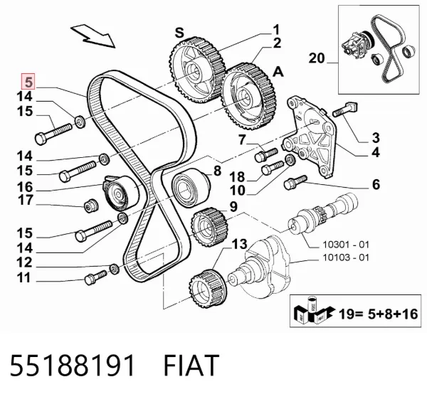 Correa distribución 55188191 Fiat/Alfa/Lancia