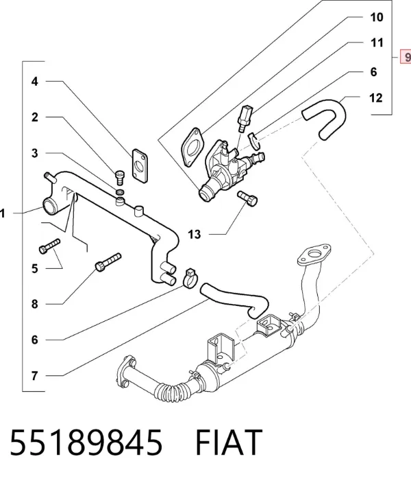 Caja de termostato 55189845 Fiat/Alfa/Lancia