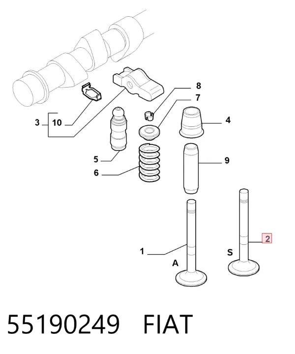 Válvula escape 55190249 Fiat/Alfa/Lancia