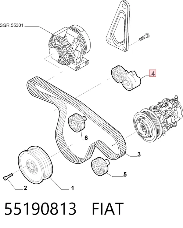 Tensor de correa poli V 55190813 Fiat/Alfa/Lancia