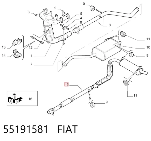 Tubo de escape intermedio a trasero 55191581 Fiat/Alfa/Lancia