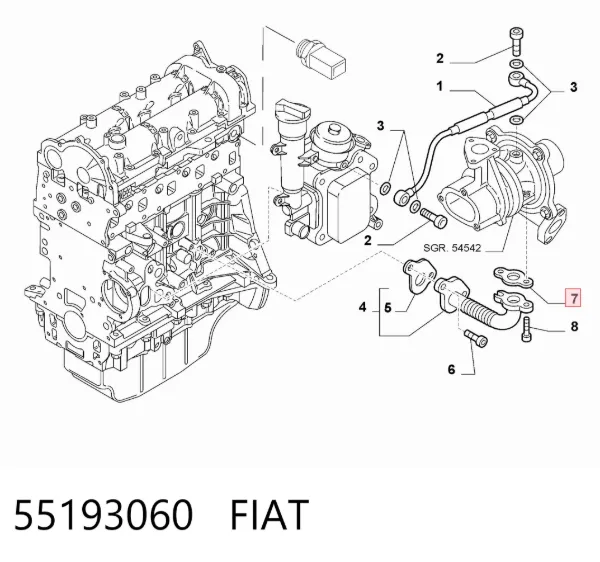 Junta de manguera de drenaje de aceite de turbina 55193060 Fiat/Alfa/Lancia
