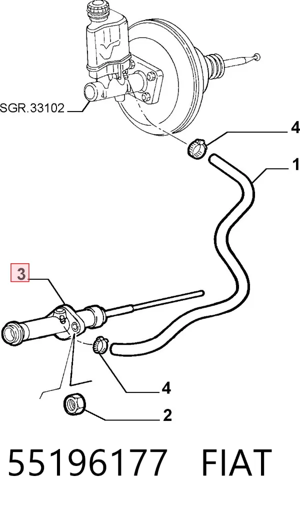 Cilindro maestro de embrague 55196177 Fiat/Alfa/Lancia