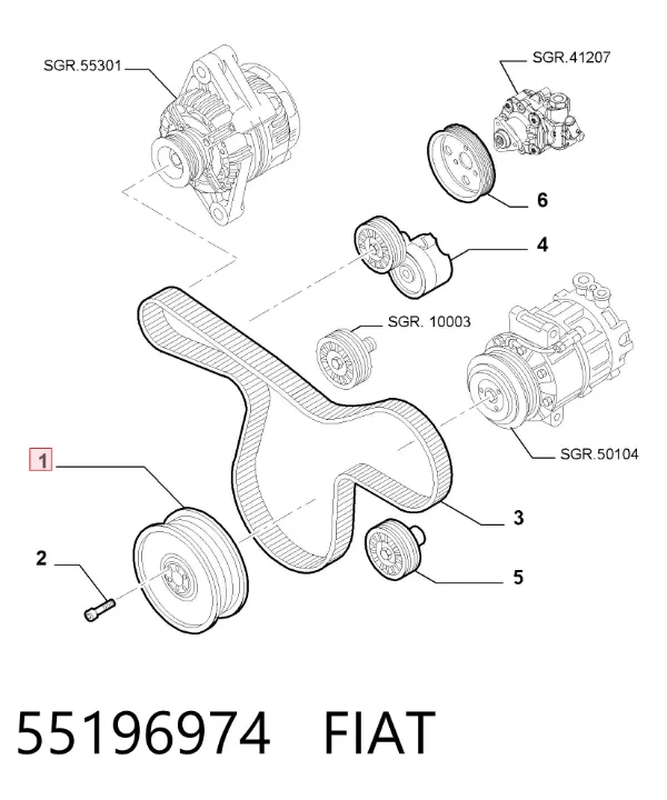 Polea de cigüeñal 55196974 Fiat/Alfa/Lancia