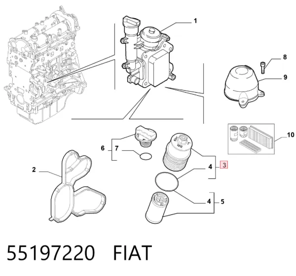 Tapa del filtro de aceite 55197220 Fiat/Alfa/Lancia