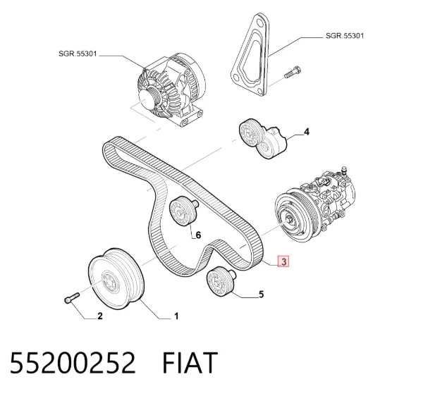 Correa de alternador 55200252 Fiat/Alfa/Lancia