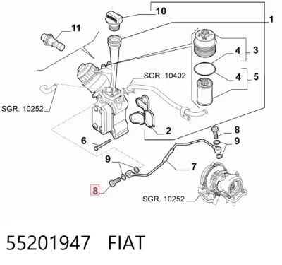 Perno de tubo de alimentación de aceite de turbocompresor FIAT 55201947