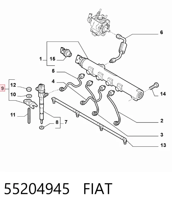 Soporte del inyector 55204945 Fiat/Alfa/Lancia