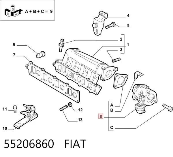 Cuerpo de mariposa 55206860 Fiat/Alfa/Lancia