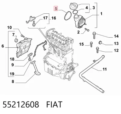 Junta de tapa del tubo de llenado de aceite FIAT 55212608