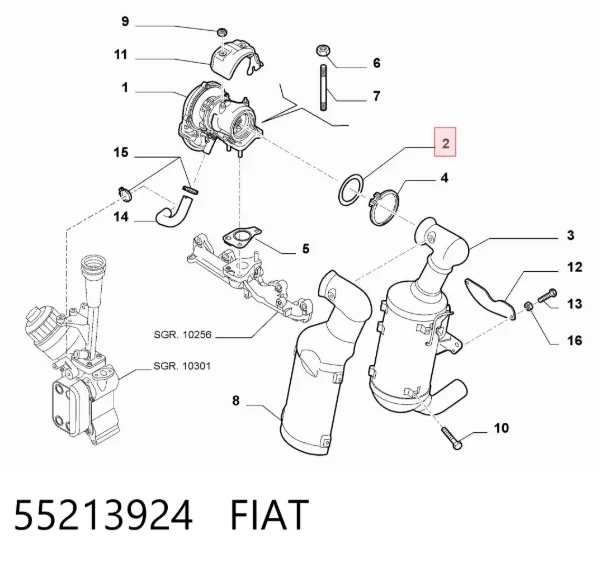 Junta de turbina de escape 55213924 Fiat/Alfa/Lancia