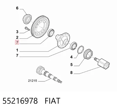 Cojinete del diferencial del eje delantero FIAT 55216978