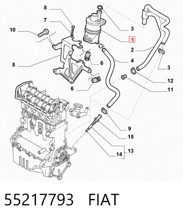 Separador de aceite del sistema de ventilación del cárter 55217793 Fiat/Alfa/Lancia
