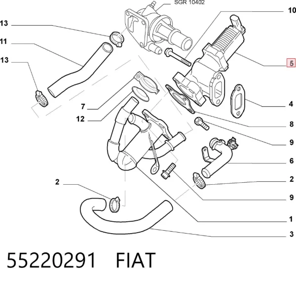 Válvula EGR 55220291 Fiat/Alfa/Lancia