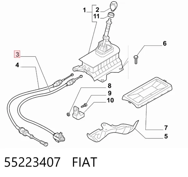 Cable de cambio de marchas 55223407 Fiat/Alfa/Lancia