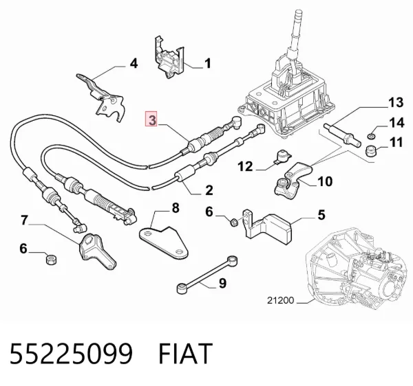 Cables de caja de cambios 55225099 Fiat/Alfa/Lancia