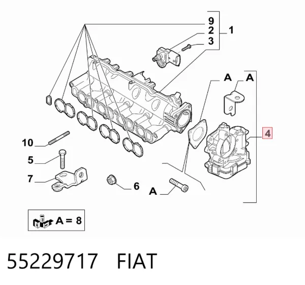 Cuerpo de mariposa 55229717 Fiat/Alfa/Lancia