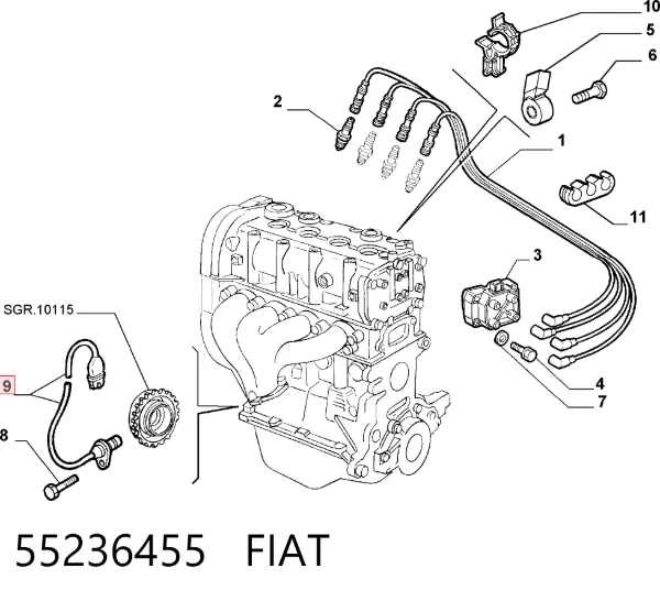 Sensor de cigüeñal 55236455 Fiat/Alfa/Lancia