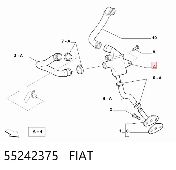 Separador de aceite del sistema de ventilación del cárter 55242375 Fiat/Alfa/Lancia
