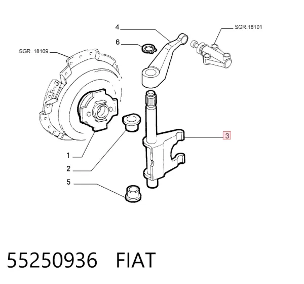 Horquilla de embrague 55250936 Fiat/Alfa/Lancia