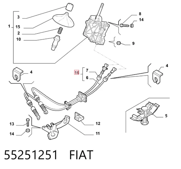 Cables de caja de cambios 55251251 Fiat/Alfa/Lancia
