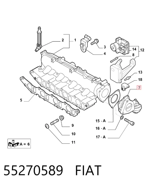 Cuerpo de mariposa 55270589 Fiat/Alfa/Lancia