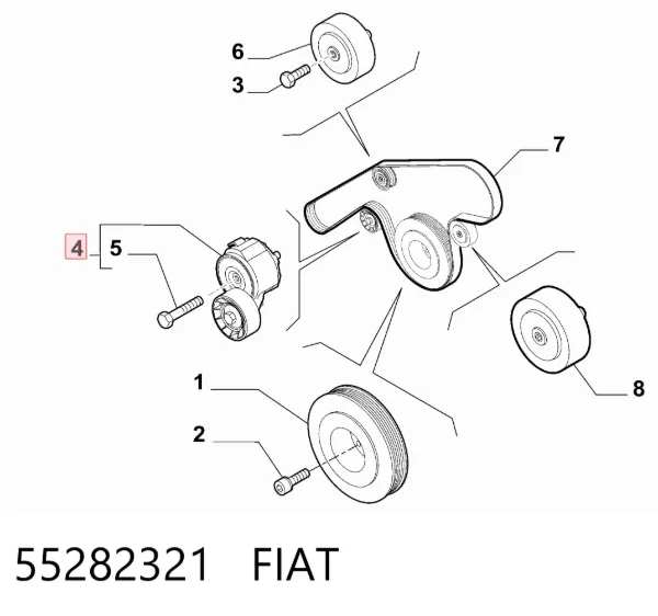 Tensor de correa poli V 55282321 Fiat/Alfa/Lancia