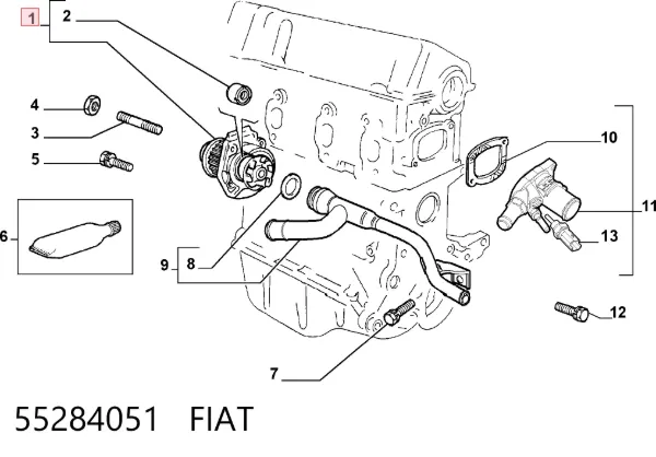 Bomba de agua 55284051 Fiat/Alfa/Lancia