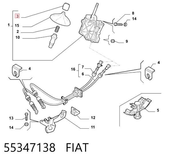 Pomo de palanca de cambios 55347138 Fiat/Alfa/Lancia