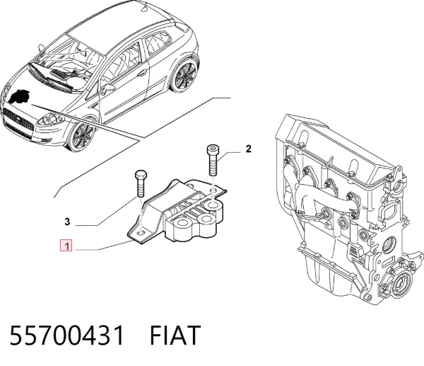 Soporte de motor derecho 55700431 Fiat/Alfa/Lancia