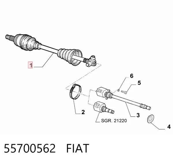 Semieje delantero izquierdo 55700562 Fiat/Alfa/Lancia