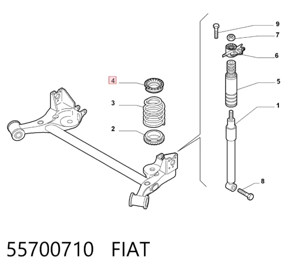 Aislador de resorte trasero superior 55700710 Fiat/Alfa/Lancia