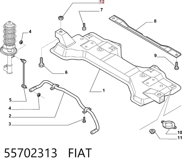Tornillo (tuerca) de sujeción 55702313 Fiat/Alfa/Lancia